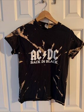 AC/DC Back In Black Tie-Dye Tee - Black & Cream